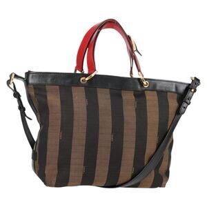FENDI Pecan Canvas Backpack Brown Black